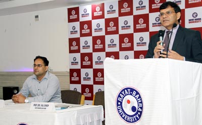 RBU VC addressing press conference at Jammu on Friday. RBU VC addressing press conference at Jammu on Friday.