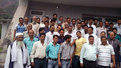 MLC Vikram Randhawa posing with BJP workers after a meeting at Arnas in Gool Assembly segment. MLC Vikram Randhawa posing with BJP workers after a meeting at Arnas in Gool Assembly segment.