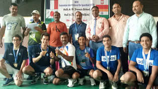 Speedball players posing for a group photograph after excelling in the International event. Speedball players posing for a group photograph after excelling in the International event.