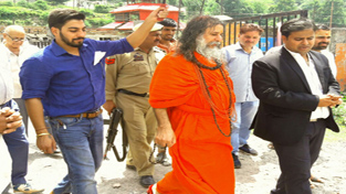 Head priest, Swami Vishvatamanand Saraswati ji Maharaj at Shri Budha Amarnath ji shrine at Mandi on Friday. -Excelsior/Harbhajan Head priest, Swami Vishvatamanand Saraswati ji Maharaj at Shri Budha Amarnath ji shrine at Mandi on Friday. -Excelsior/Harbhajan
