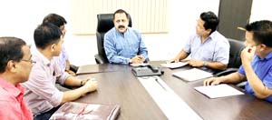 Union DoNER Minister Dr Jitendra Singh being briefed about GST implementation in Meghalaya by a delegation led by Member of Parliament, Conrad Sangma at New Delhi. Union DoNER Minister Dr Jitendra Singh being briefed about GST implementation in Meghalaya by a delegation led by Member of Parliament, Conrad Sangma at New Delhi.