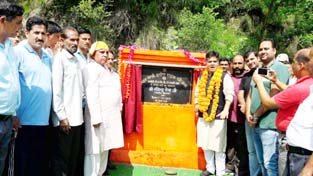 MLA Nowshera, Ravinder Raina kick starting construction of road at Lamberi on Thursday. MLA Nowshera, Ravinder Raina kick starting construction of road at Lamberi on Thursday.