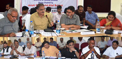 Minister for Education, Altaf Bukhari chairing a meeting at Jammu on Wednesday. Minister for Education, Altaf Bukhari chairing a meeting at Jammu on Wednesday.