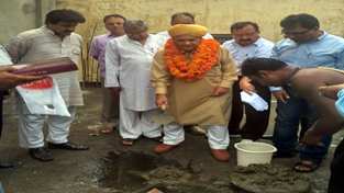 MLC Ashok Khajuria starting construction work of a toilet block on Sunday. MLC Ashok Khajuria starting construction work of a toilet block on Sunday.