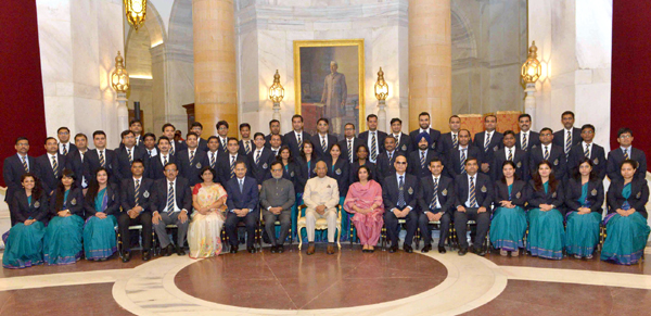 President Ram Nath Kovind with the probationers of 67th (2015) batch of the Indian Revenue Service (Customs & Central Excise) from National Academy of Customs, Excise & Narcotics (NACEN), Faridabad, at Rashtrapati Bhavan, in New Delhi on Wednesday. President Ram Nath Kovind with the probationers of 67th (2015) batch of the Indian Revenue Service (Customs & Central Excise) from National Academy of Customs, Excise & Narcotics (NACEN), Faridabad, at Rashtrapati Bhavan, in New Delhi on Wednesday.