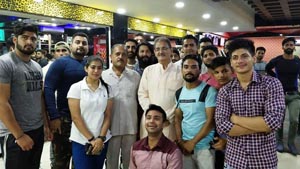 Speaker, Legislative Assembly Kavinder Gupta and others posing for photograph during first anniversary celebrations by K-16 Health Club. Speaker, Legislative Assembly Kavinder Gupta and others posing for photograph during first anniversary celebrations by K-16 Health Club.