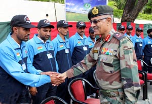 GOC White Knight Corps, AK Sharma, interacting with farmers from Rajouri and Nowshera area in Jammu. GOC White Knight Corps, AK Sharma, interacting with farmers from Rajouri and Nowshera area in Jammu.