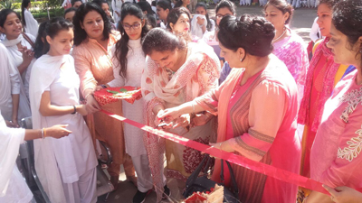 Principal of GCW Parade inaugurating an exhibition in the college on Tuesday. Principal of GCW Parade inaugurating an exhibition in the college on Tuesday.