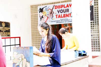Students performing during Display Your Talent at Jammu University on Sunday. Students performing during Display Your Talent at Jammu University on Sunday.
