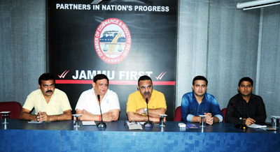 President JCCI, Rakesh Gupta addressing meeting of traders and industrialists in Jammu on Friday. President JCCI, Rakesh Gupta addressing meeting of traders and industrialists in Jammu on Friday.