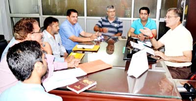 Speaker Kavinder Gupta chairing a meeting at Jammu on Friday. Speaker Kavinder Gupta chairing a meeting at Jammu on Friday.