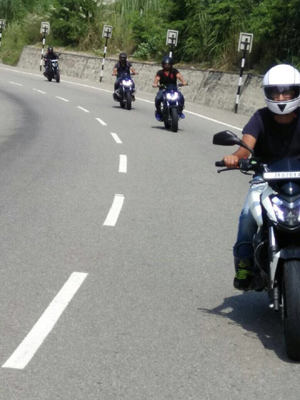 Bikers during Dominar 400 ride at Jammu. Bikers during Dominar 400 ride at Jammu.