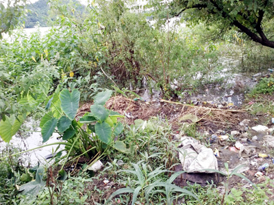 Mansar lake dried up in some areas. -Excelsior/Gautam Mansar lake dried up in some areas. -Excelsior/Gautam