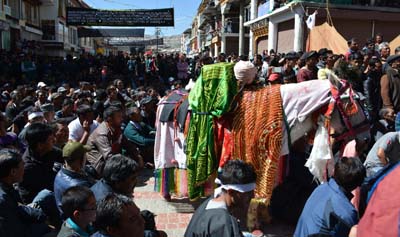 Shia Muslims taking out Muharram procession in Leh on Sunday. -Excelsior/Morup Stanzin Shia Muslims taking out Muharram procession in Leh on Sunday. -Excelsior/Morup Stanzin