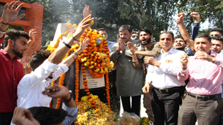 Team Jammu and JJSF leaders paying tributes to student martyrs at Shahidi-sthal out side GGM Science College. Team Jammu and JJSF leaders paying tributes to student martyrs at Shahidi-sthal out side GGM Science College.