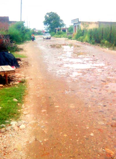 The damaged Raipur Satwari road. The damaged Raipur Satwari road.