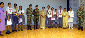 Winner and runner-up teams of Inter APS English Debate Competition posing for group photograph with dignitaries. Winner and runner-up teams of Inter APS English Debate Competition posing for group photograph with dignitaries.