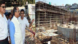 DyCM Dr Nirmal Singh inspecting development project at Jammu on Friday. DyCM Dr Nirmal Singh inspecting development project at Jammu on Friday.