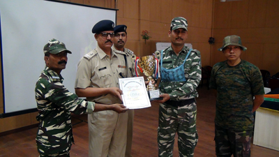 A CRPF Constable being felicitated by Commandant DK Jha during closing ceremony at Nagrota Training Centre. A CRPF Constable being felicitated by Commandant DK Jha during closing ceremony at Nagrota Training Centre.