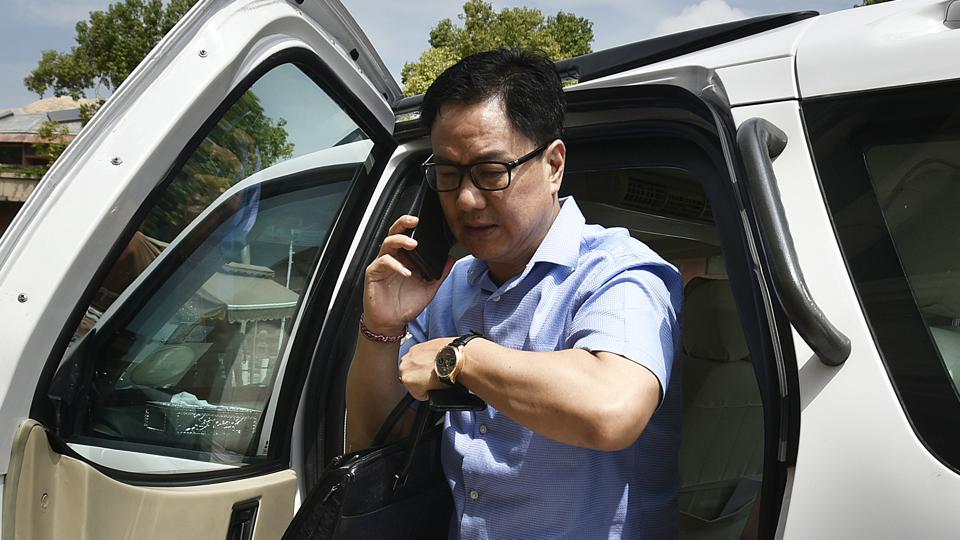 rijiju arrives in srinagar