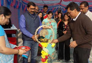 Chief guest lighting ceremonial lamp at Banyan International School in Jammu. Chief guest lighting ceremonial lamp at Banyan International School in Jammu.
