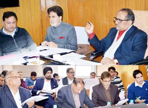 DyCM Dr Nirmal Singh chairing a meeting at Jammu on Tuesday. DyCM Dr Nirmal Singh chairing a meeting at Jammu on Tuesday.