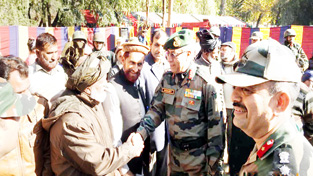 A senior Army officer interacting with locals at Poonch Link up Day function on Wednesday. A senior Army officer interacting with locals at Poonch Link up Day function on Wednesday.
