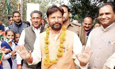 Minister for Forests, Ch Lal Singh during a public meeting at Kathua on Wednesday. Minister for Forests, Ch Lal Singh during a public meeting at Kathua on Wednesday.
