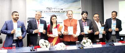 Speaker Kavinder Gupta and others releasing 'The Humane Quest' book at Jammu on Sunday. -Excelsior/Rakesh Speaker Kavinder Gupta and others releasing 'The Humane Quest' book at Jammu on Sunday. -Excelsior/Rakesh