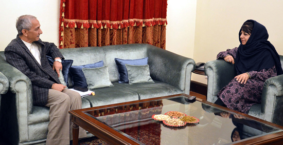 Chief Minister Mehbooba Mufti and Centre’s Interlocutor Dineshwar Sharma at a meeting in Jammu on Wednesday. Chief Minister Mehbooba Mufti and Centre’s Interlocutor Dineshwar Sharma at a meeting in Jammu on Wednesday.