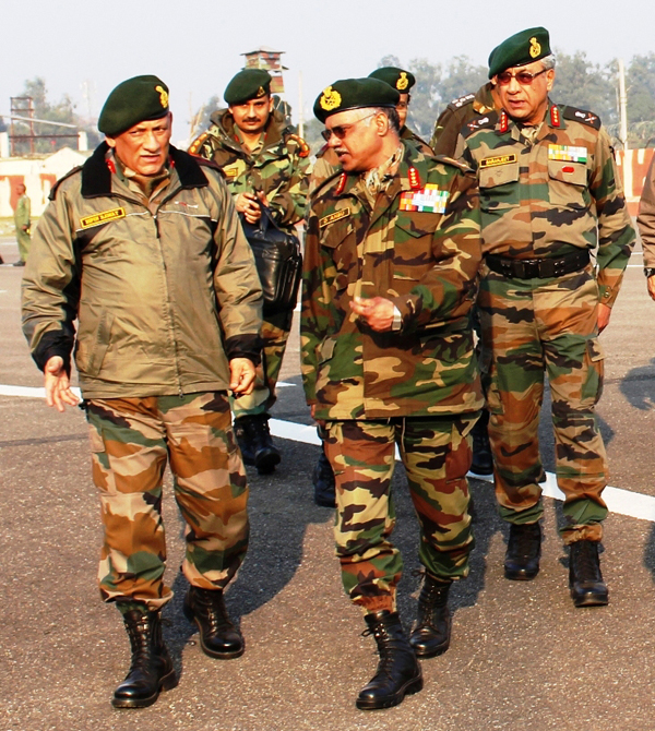 Army chief Gen Bipin Rawat being received by the Commanders on Saturday. Army chief Gen Bipin Rawat being received by the Commanders on Saturday.