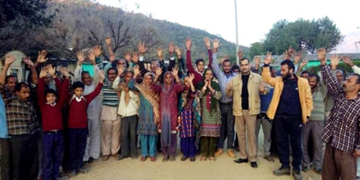 People raising slogans during protest at Ghordi in Udhampur. People raising slogans during protest at Ghordi in Udhampur.