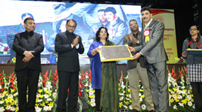 Sandesh Kumar Bhat, TGT (Maths) of Kendriya Vidyalaya No 1, Gandhi Nagar, Jammu, receiving ‘National Incentive Award’ from Rina Ray, Special Secretary, HRD Ministry at New Delhi. Sandesh Kumar Bhat, TGT (Maths) of Kendriya Vidyalaya No 1, Gandhi Nagar, Jammu, receiving ‘National Incentive Award’ from Rina Ray, Special Secretary, HRD Ministry at New Delhi.