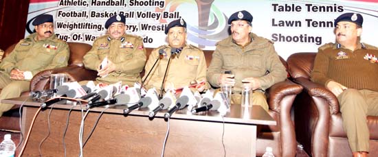 ADGP Armed, AK Choudhary and other dignitaries addressing media persons in Jammu on Thursday. -Excelsior/Rakesh ADGP Armed, AK Choudhary and other dignitaries addressing media persons in Jammu on Thursday. -Excelsior/Rakesh
