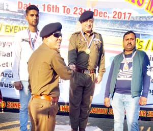ASP Udhampur Faisal Qureshi being felicitated at Gulshan Ground in Jammu. ASP Udhampur Faisal Qureshi being felicitated at Gulshan Ground in Jammu.