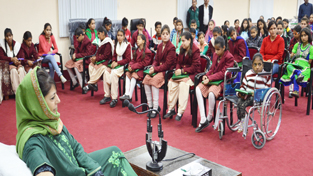 Chief Minister Mehbooba Mufti during a meeting with specially abled students at Jammu on Friday. Chief Minister Mehbooba Mufti during a meeting with specially abled students at Jammu on Friday.