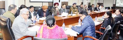 Div Com Dr Mandeep K Bhandari chairing a meeting at Jammu on Tuesday. Div Com Dr Mandeep K Bhandari chairing a meeting at Jammu on Tuesday.