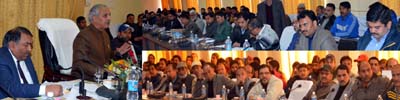 Minister for Revenue AR Veeri chairing a meeting at Ramban. Minister for Revenue AR Veeri chairing a meeting at Ramban.