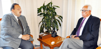 Governor N N Vohra and NC Provincial President Devender Singh Rana during a meeting at Raj Bhavan, Jammu. Governor N N Vohra and NC Provincial President Devender Singh Rana during a meeting at Raj Bhavan, Jammu.