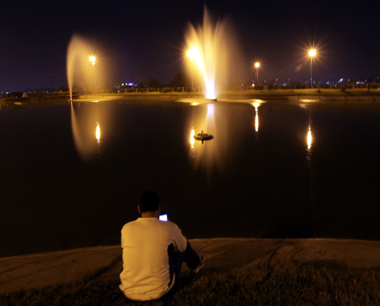 A tourist enjoying an evening at Bagh-e-Bahu in Jammu. -Excelsior/Rakesh