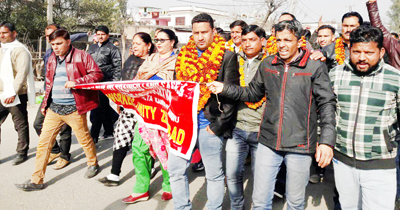 PHE daily wagers during ‘Ekta Rally’ at Nagrota in Jammu. PHE daily wagers during ‘Ekta Rally’ at Nagrota in Jammu.