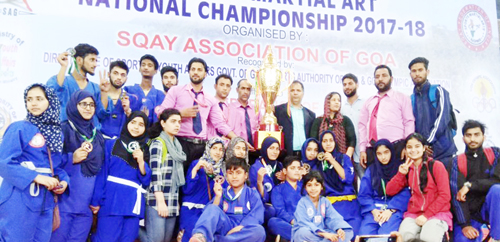 Medal winners of National Sqay Championship posing for a group photograph in Goa. Medal winners of National Sqay Championship posing for a group photograph in Goa.