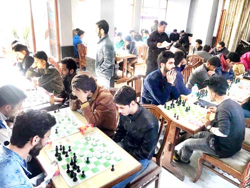 Players in action during State Chess Championship in Jammu.