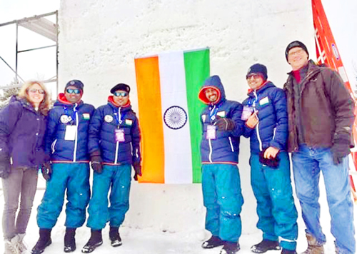 ‘Team India’ artists posing for a photograph before leaving for US Snow Sculpture Championship. ‘Team India’ artists posing for a photograph before leaving for US Snow Sculpture Championship.