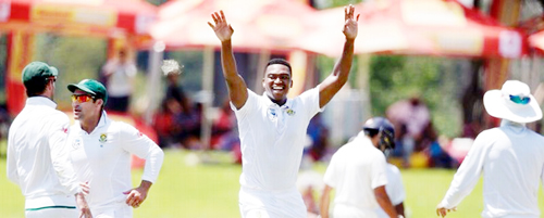Lungi Ngidi celebrates his 6-wicket haul in South Africa’s win. Lungi Ngidi celebrates his 6-wicket haul in South Africa’s win.