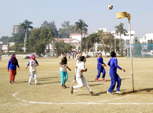 Players in action during a match of 15th Bhai Gurbax Singh Memorial Korfball C'ship in Jammu. Players in action during a match of 15th Bhai Gurbax Singh Memorial Korfball C'ship in Jammu.