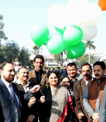 MoS Education, Priya Sethi releasing balloons while declaring open Kabaddi Championship in Jammu. MoS Education, Priya Sethi releasing balloons while declaring open Kabaddi Championship in Jammu.