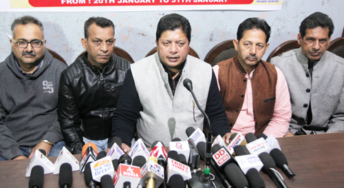 MLA Rajesh Gupta addressing media persons in Jammu on Tuesday. —Excelsior/Rakesh MLA Rajesh Gupta addressing media persons in Jammu on Tuesday. —Excelsior/Rakesh