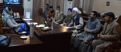 Chief Minister Mehbooba Mufti meeting with a deputation at Jammu on Wednesday. Chief Minister Mehbooba Mufti meeting with a deputation at Jammu on Wednesday.