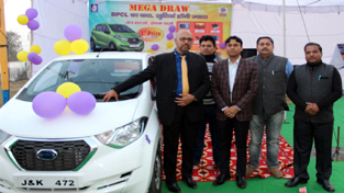 BPCL officials, Rajesh Sharma and Mayank, along with other guests during a function to announce mega lucky draw at M/s Aar Kay Filling Station, Kathua. BPCL officials, Rajesh Sharma and Mayank, along with other guests during a function to announce mega lucky draw at M/s Aar Kay Filling Station, Kathua.